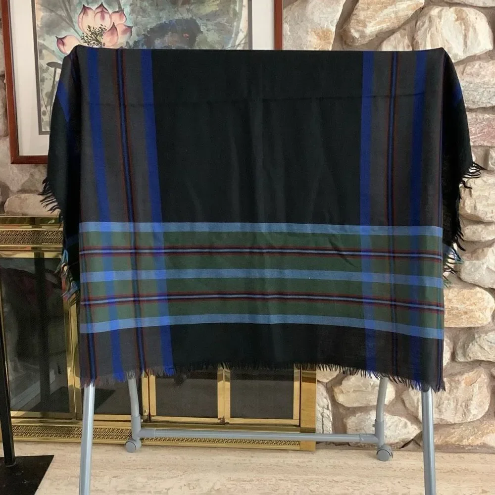 Navy plaid wrap.
